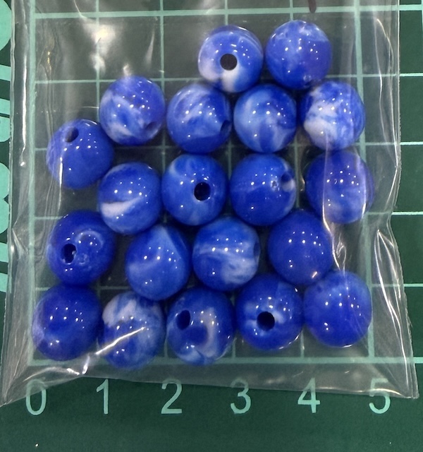 Bead 12mm Marble Blue